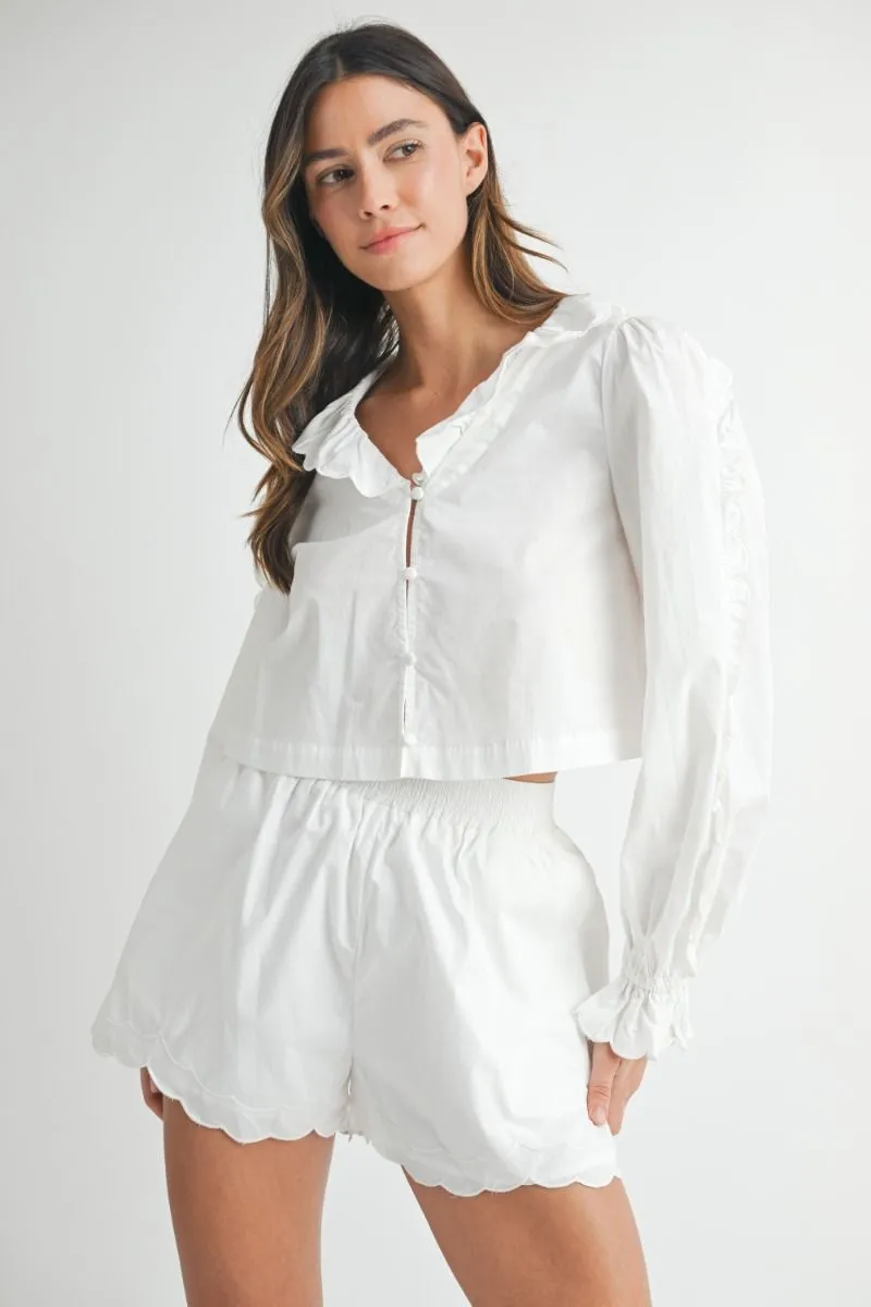 Long Sleeve Blouse and Shorts Set Off White sold by Sand Dollar product image thumbnail 3