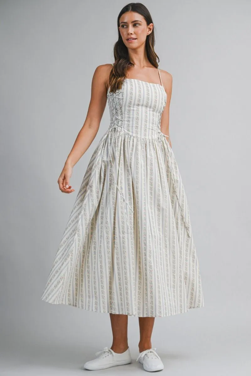 Floral Side Lace Midi Dress Blue sold by Sand Dollar