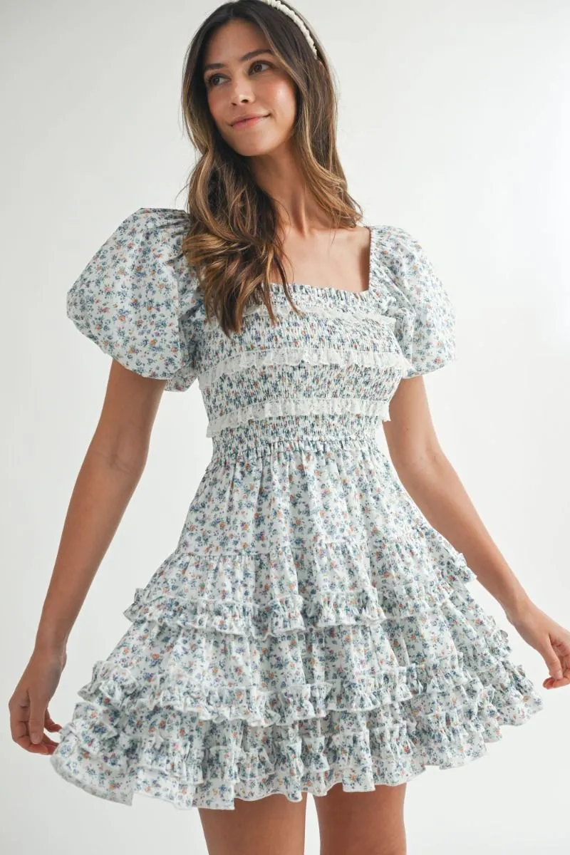 Floral Lace Mini Dress Blue Multi sold by Sand Dollar