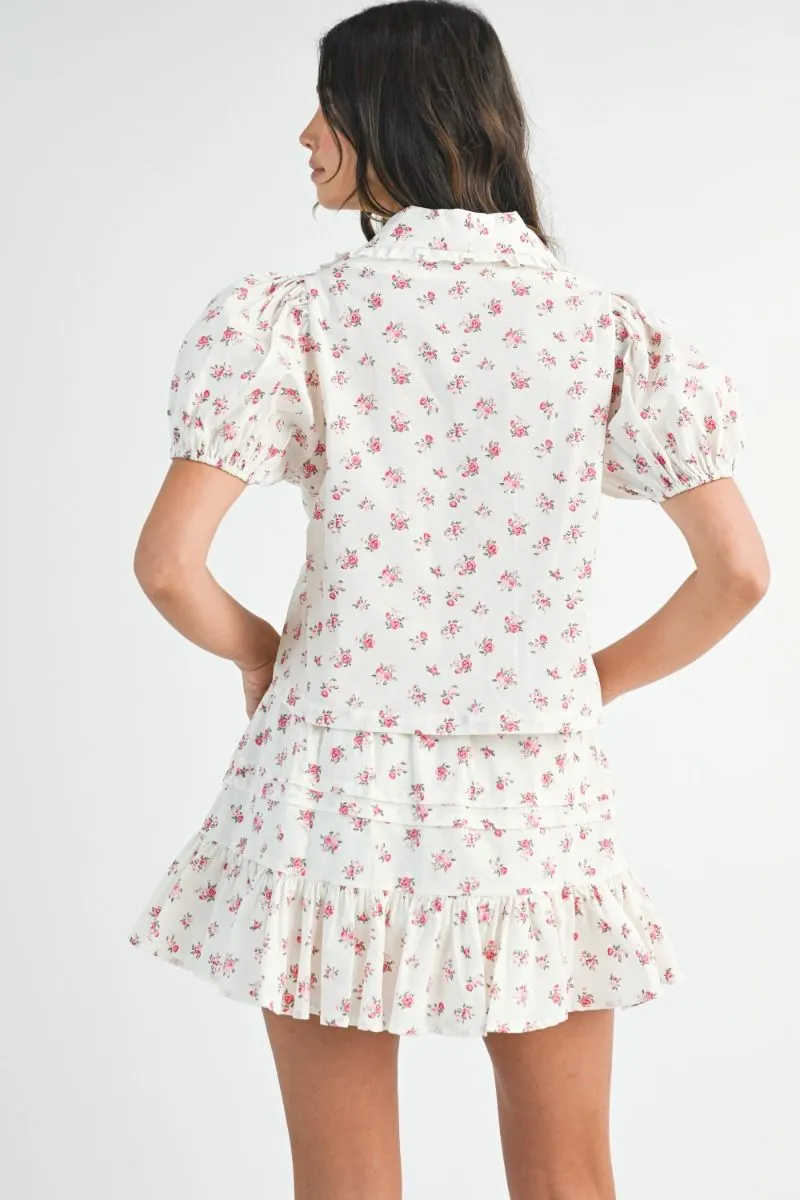 Floral Lace Blouse and Mini Skirt Set Cream sold by Sand Dollar product image thumbnail 3