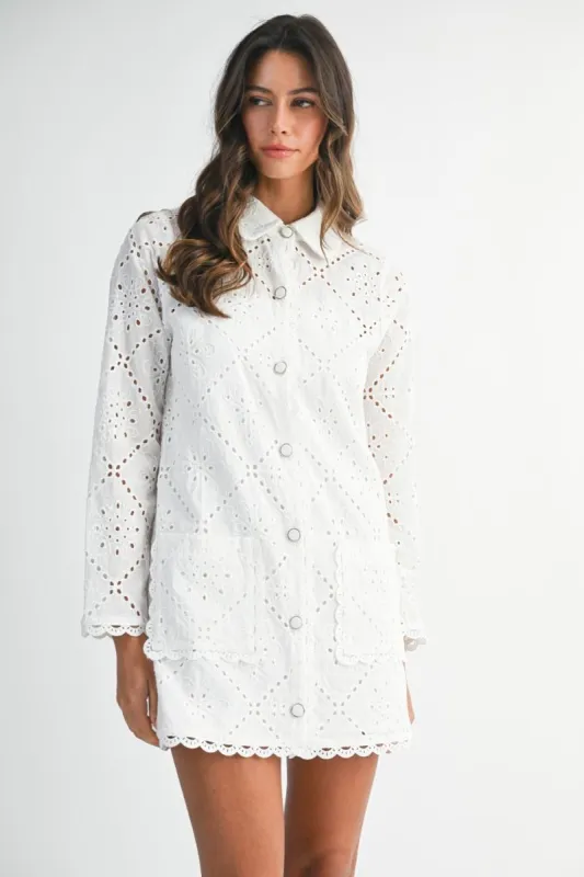 Eyelet Shirts Dress Off White made by MABLE