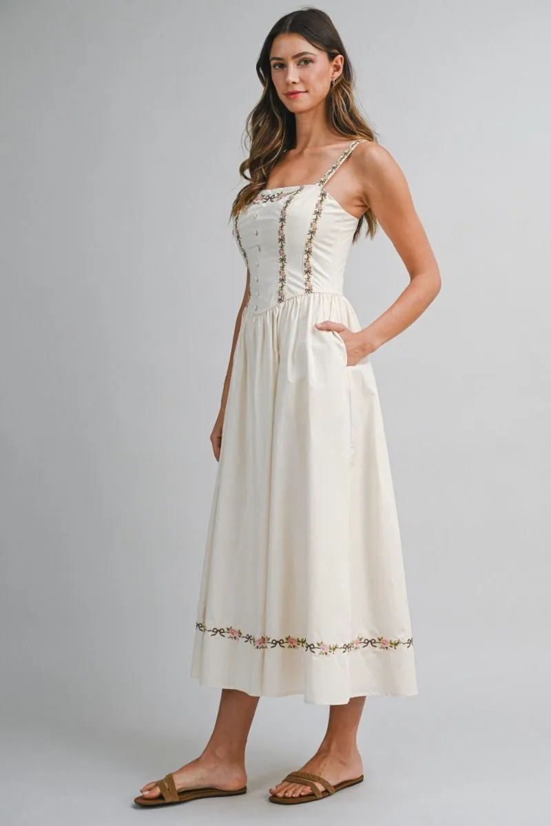 Embroidered Stripe Midi Dress Ecru sold by Sand Dollar product image thumbnail 2