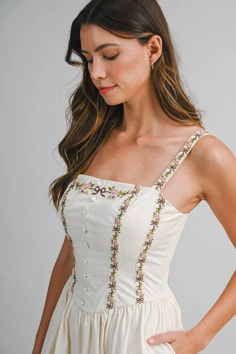 Embroidered Stripe Midi Dress Ecru sold by Sand Dollar product image thumbnail 3
