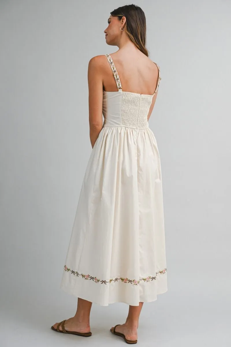 Embroidered Stripe Midi Dress Ecru sold by Sand Dollar product image thumbnail 4