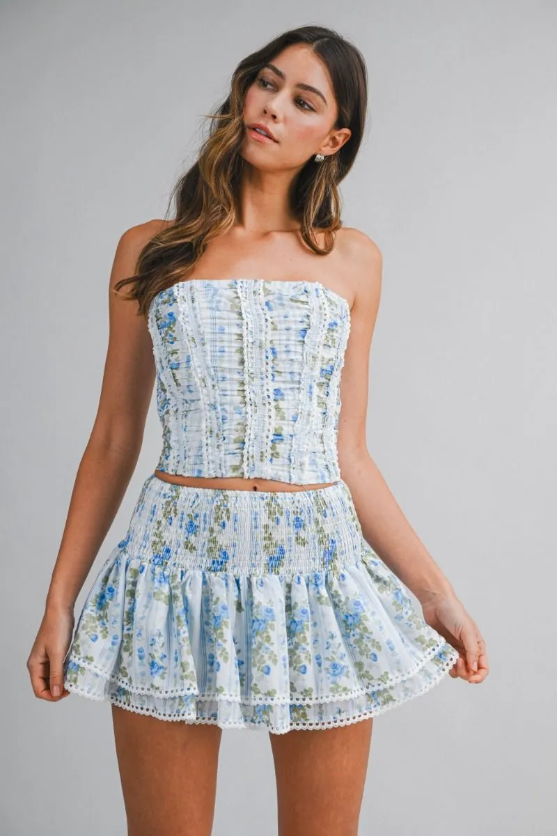 Corset Top and Skort Set Blue sold by Sand Dollar