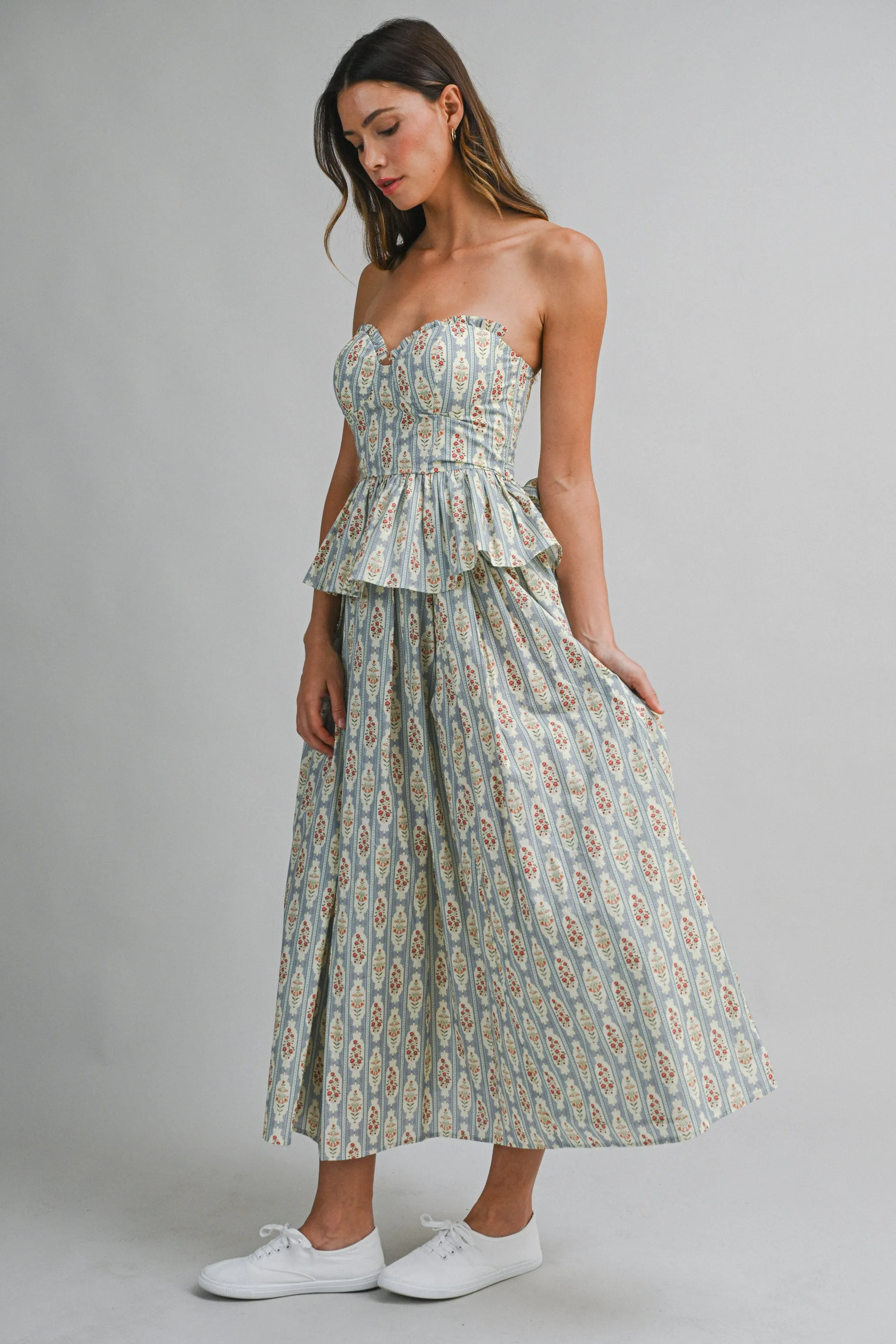 Floral Bustier Top and Skirt Set Blue Multi sold by Sand Dollar product image thumbnail 2