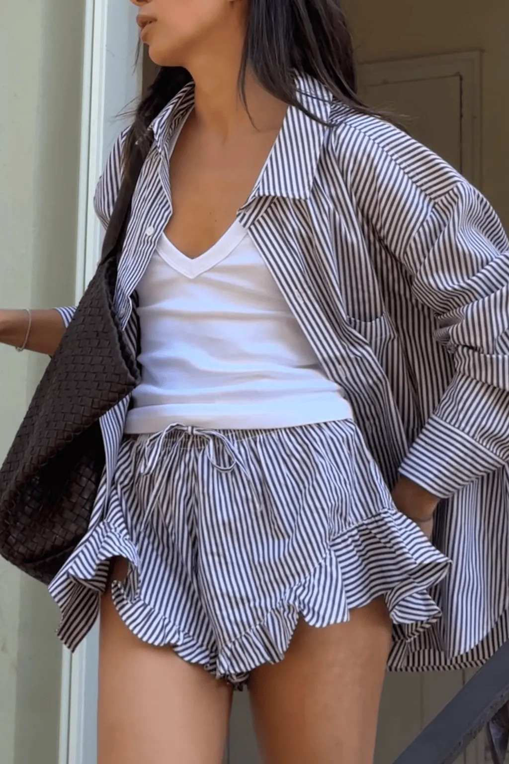 Espresso Pin Stripe Boyfriend Shirt sold by Sand Dollar product image thumbnail 3