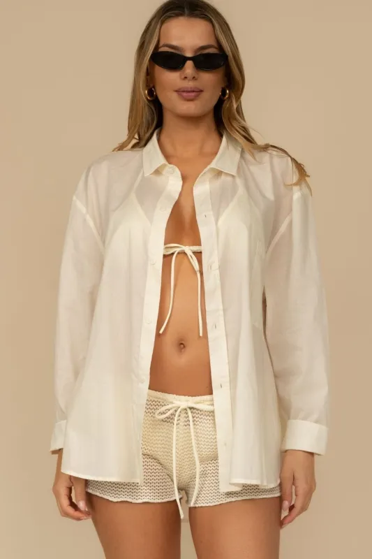 Cream Boyfriend Button Down Shirt made by Montce