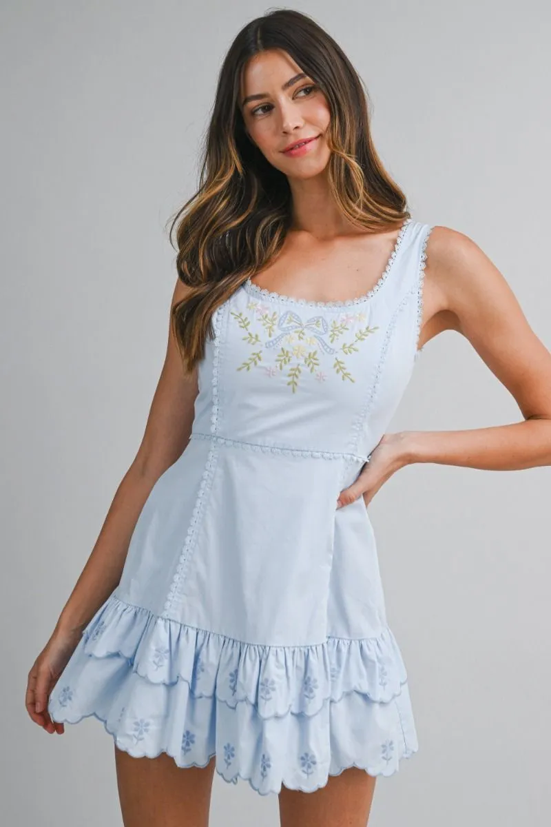 Embroidered Mini Dress Blue sold by Sand Dollar