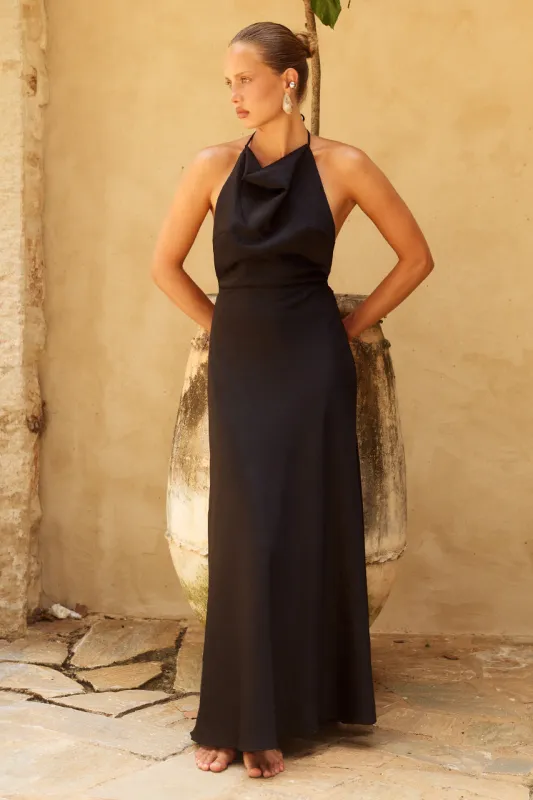 Jelena Halter Open Back Maxi Dress Black made by Seven Wonders