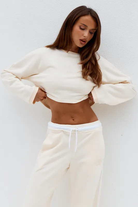Eleri Oversized Long Sleeve Crop Top Biscuit made by Seven Wonders