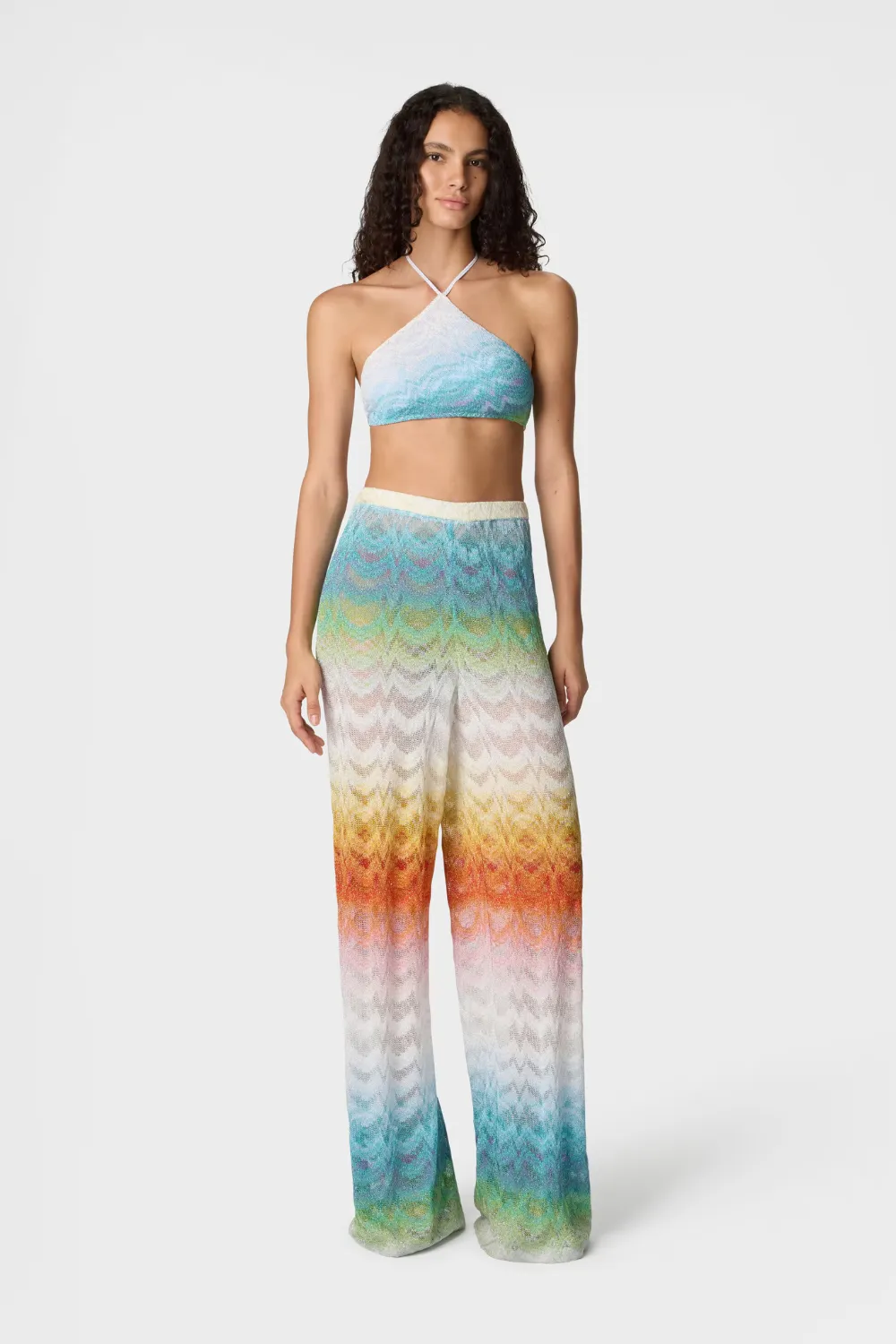 Cover-up Trousers in Shaded Lame Viscose sold by Sand Dollar
