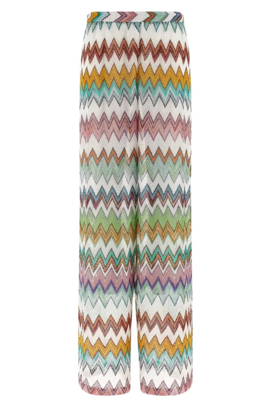 Zig Zag Lame Flared Pants Multicolor Chevron made by Missoni