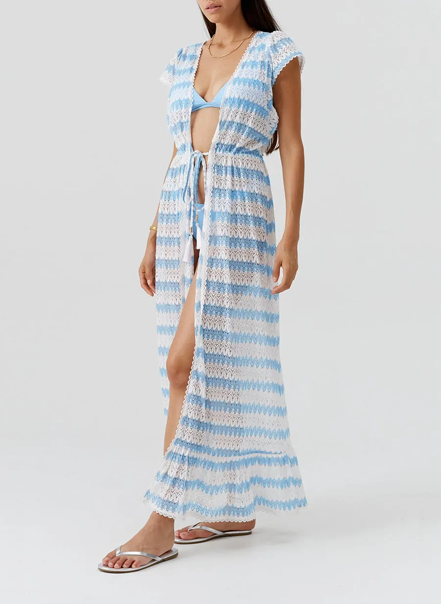 Stevie Long Knit Kaftan White/Oasis sold by Sand Dollar product image thumbnail 2