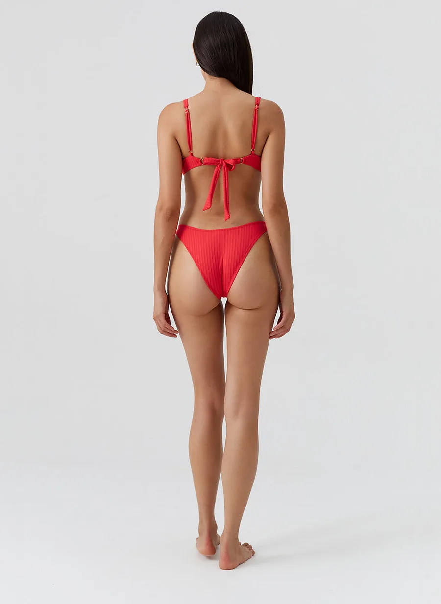 Noto Bikini Top Red Ribbed sold by Sand Dollar product image thumbnail 3