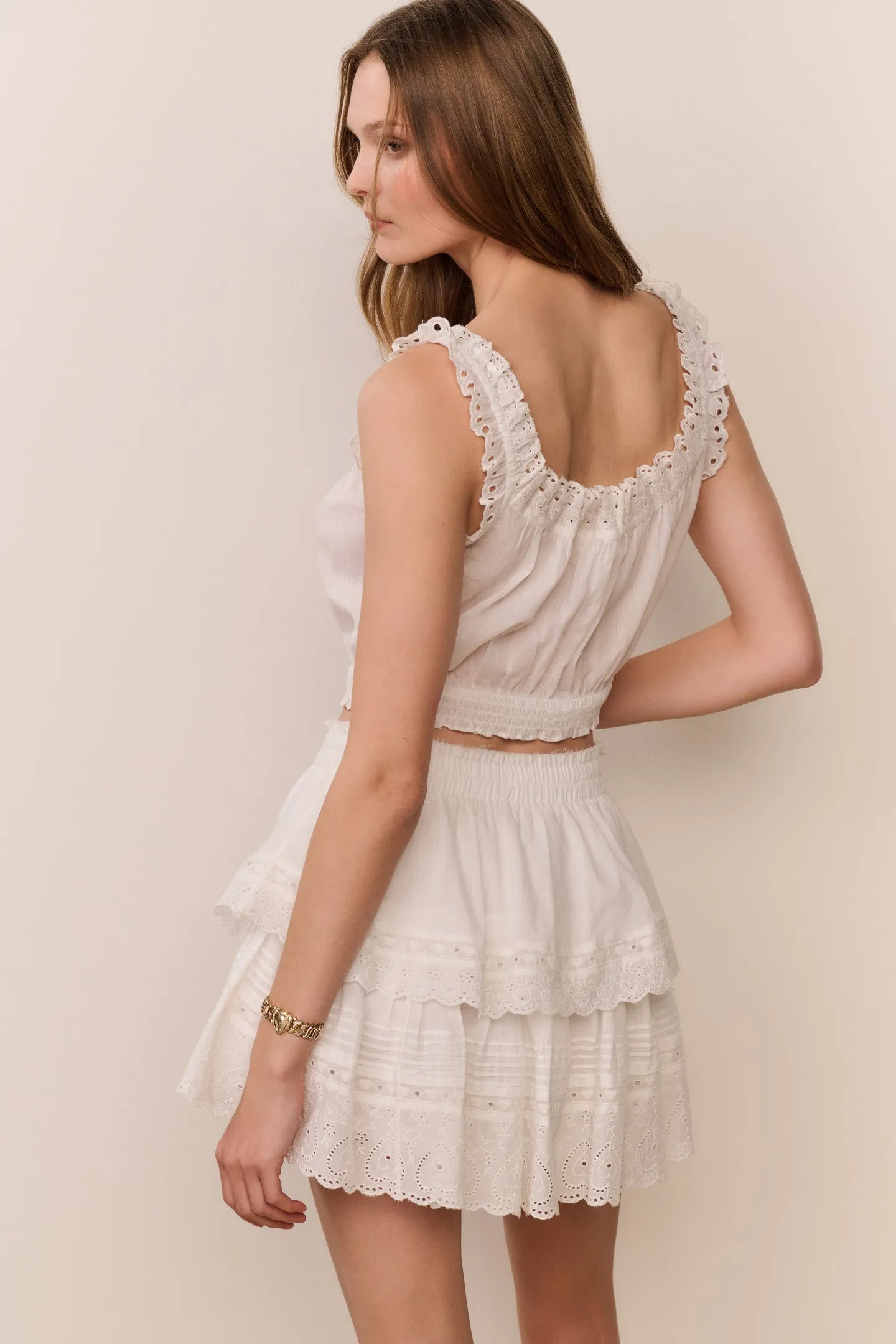 Heart Eyelet Ruffle Mini Skirt White sold by Sand Dollar product image thumbnail 4