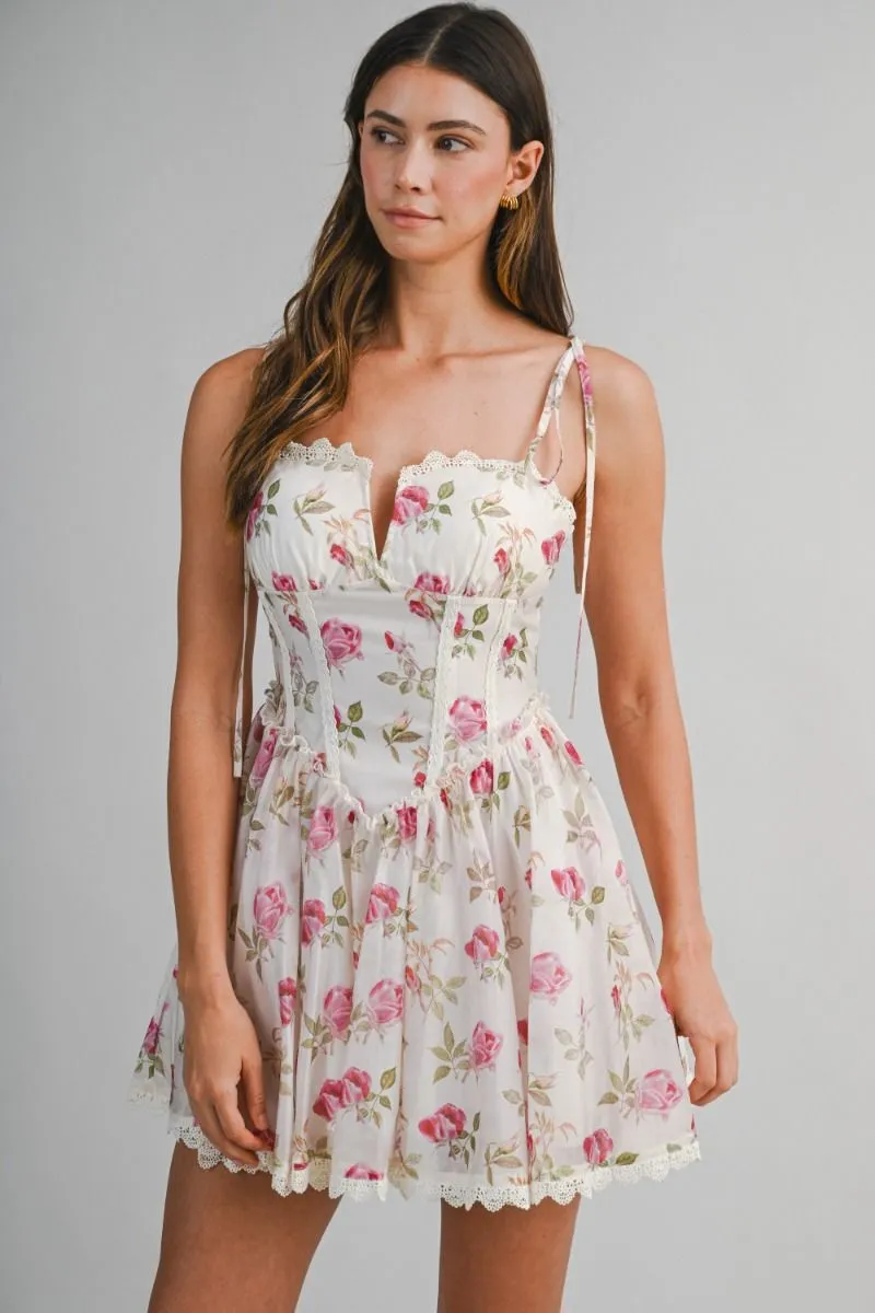 Floral Print Mini Dress Cream sold by Sand Dollar
