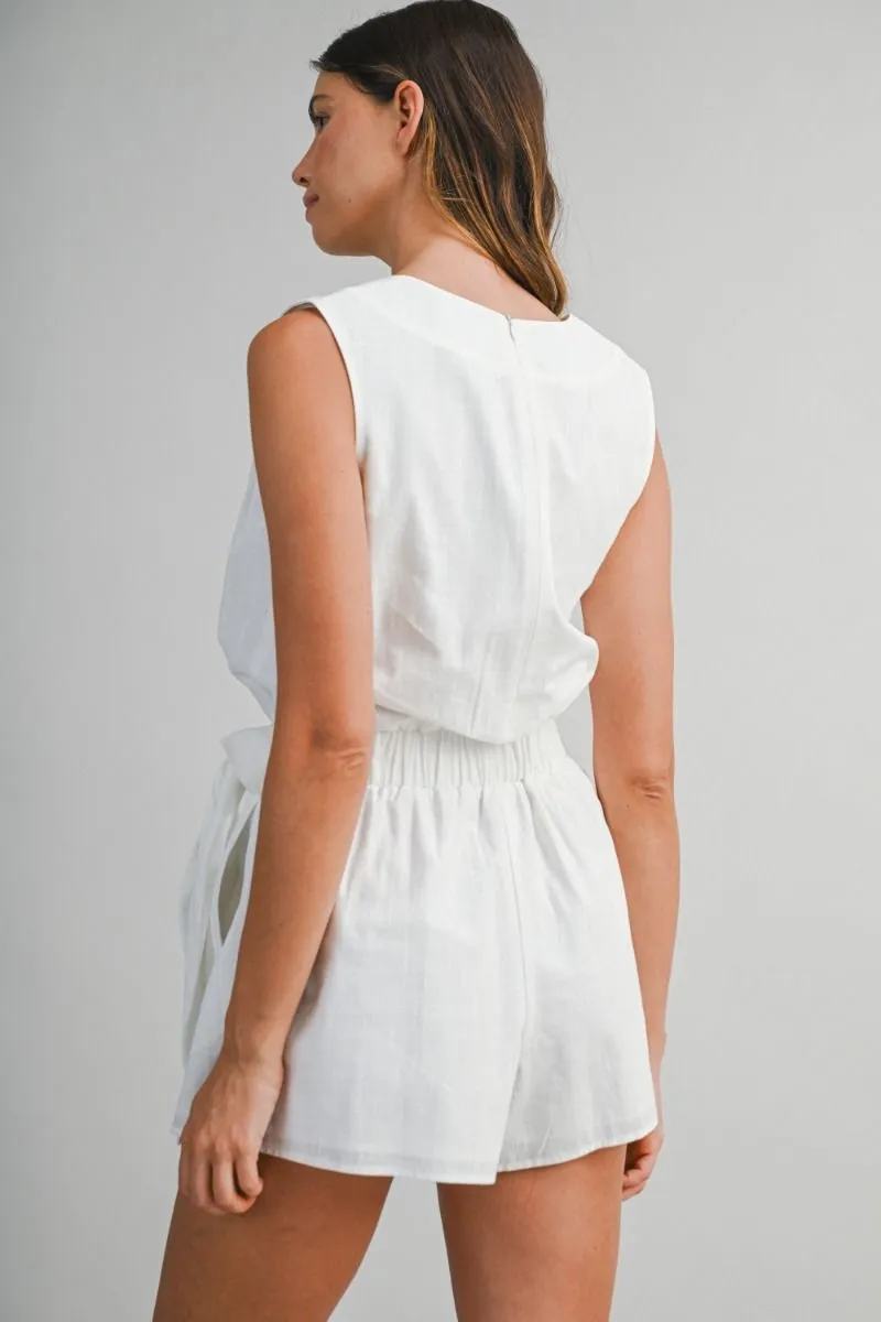 Elastic Waist Wrap Romper Off White sold by Sand Dollar product image thumbnail 4