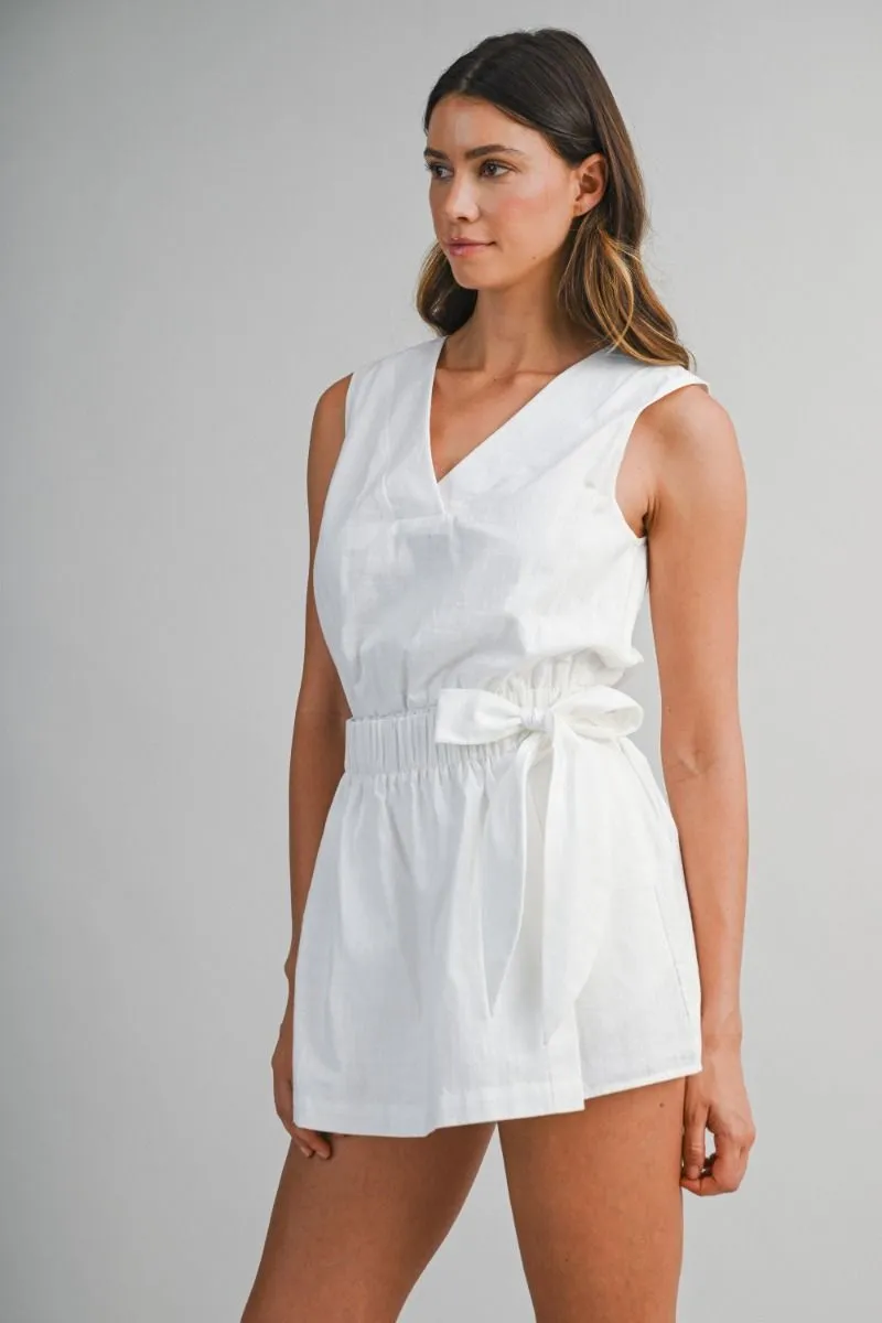 Elastic Waist Wrap Romper Off White sold by Sand Dollar product image thumbnail 2