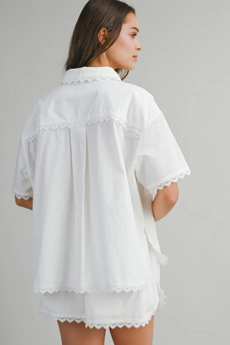 Eve Lace Shirt and Short Set Off White sold by Sand Dollar product image thumbnail 4