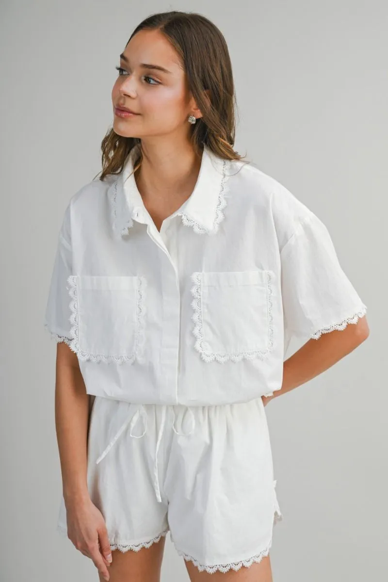 Eve Lace Shirt and Short Set Off White sold by Sand Dollar product image thumbnail 2