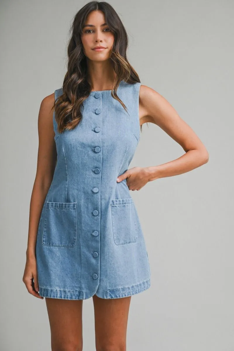 Square Neck Denim Dress sold by Sand Dollar product image thumbnail 2