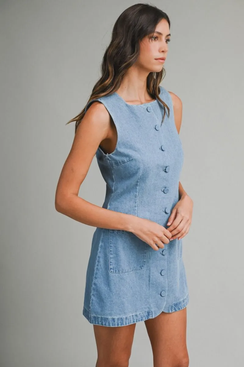 Square Neck Denim Dress sold by Sand Dollar product image thumbnail 3