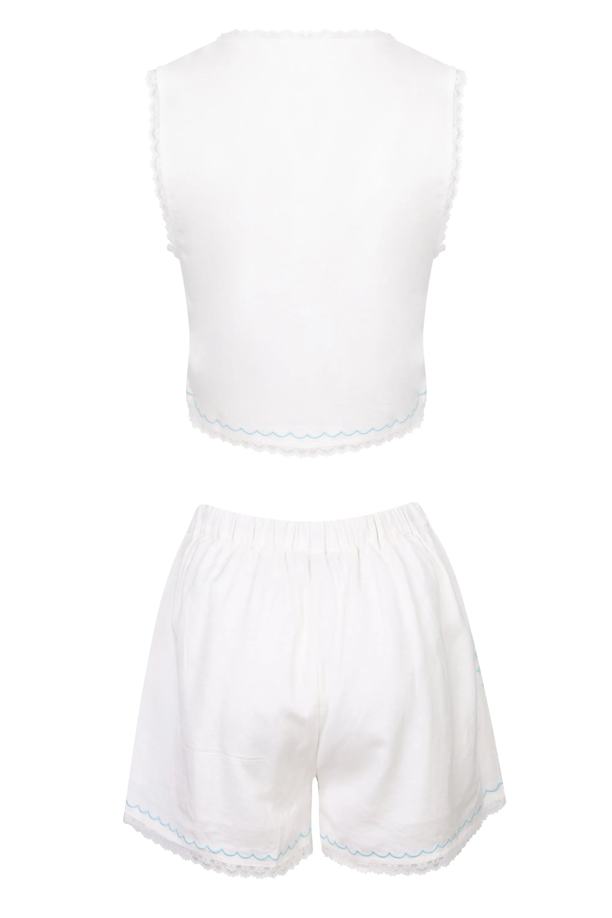 Embroidered Crop Top and Shorts Set Off White sold by Sand Dollar product image thumbnail 2