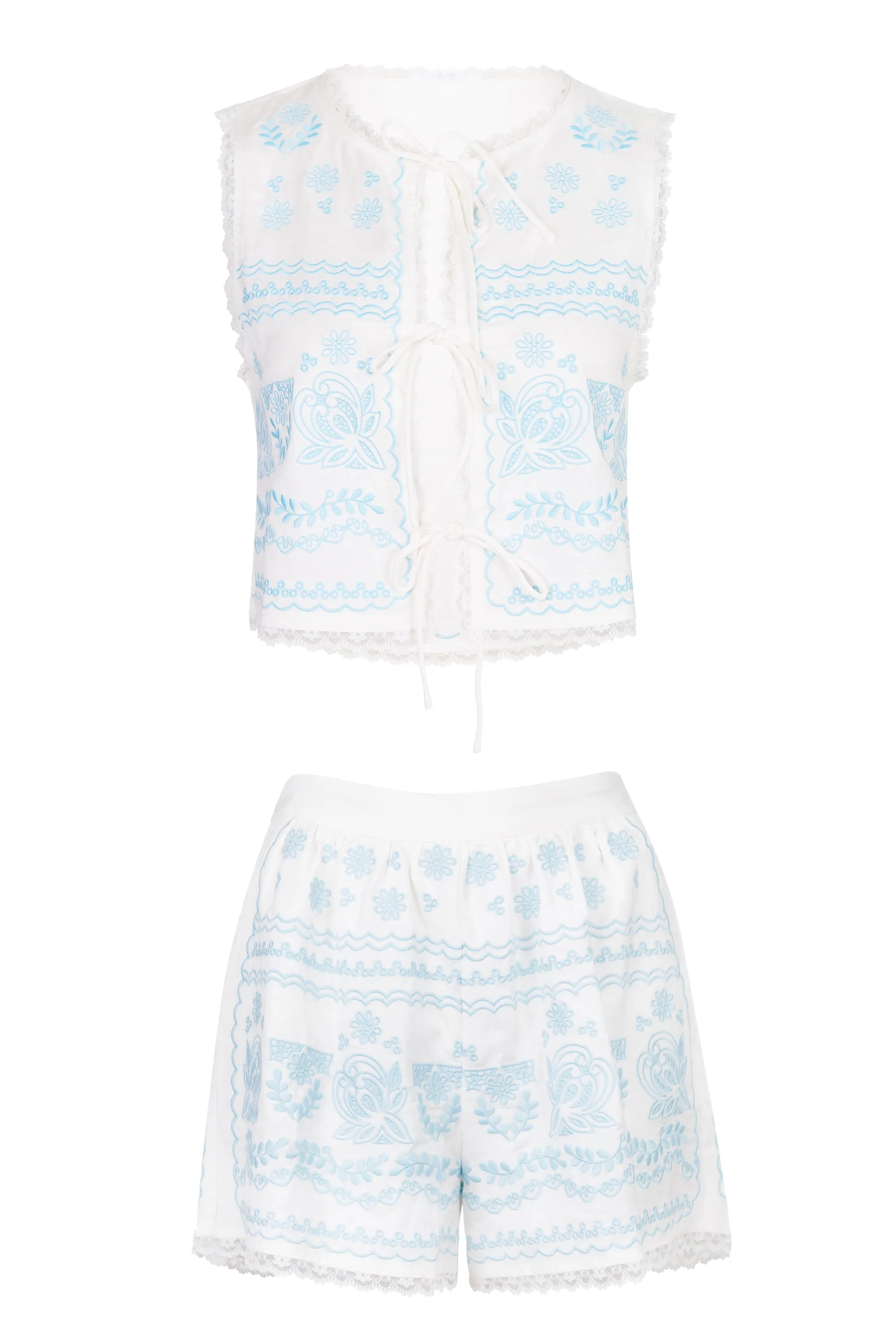 Embroidered Crop Top and Shorts Set Off White sold by Sand Dollar