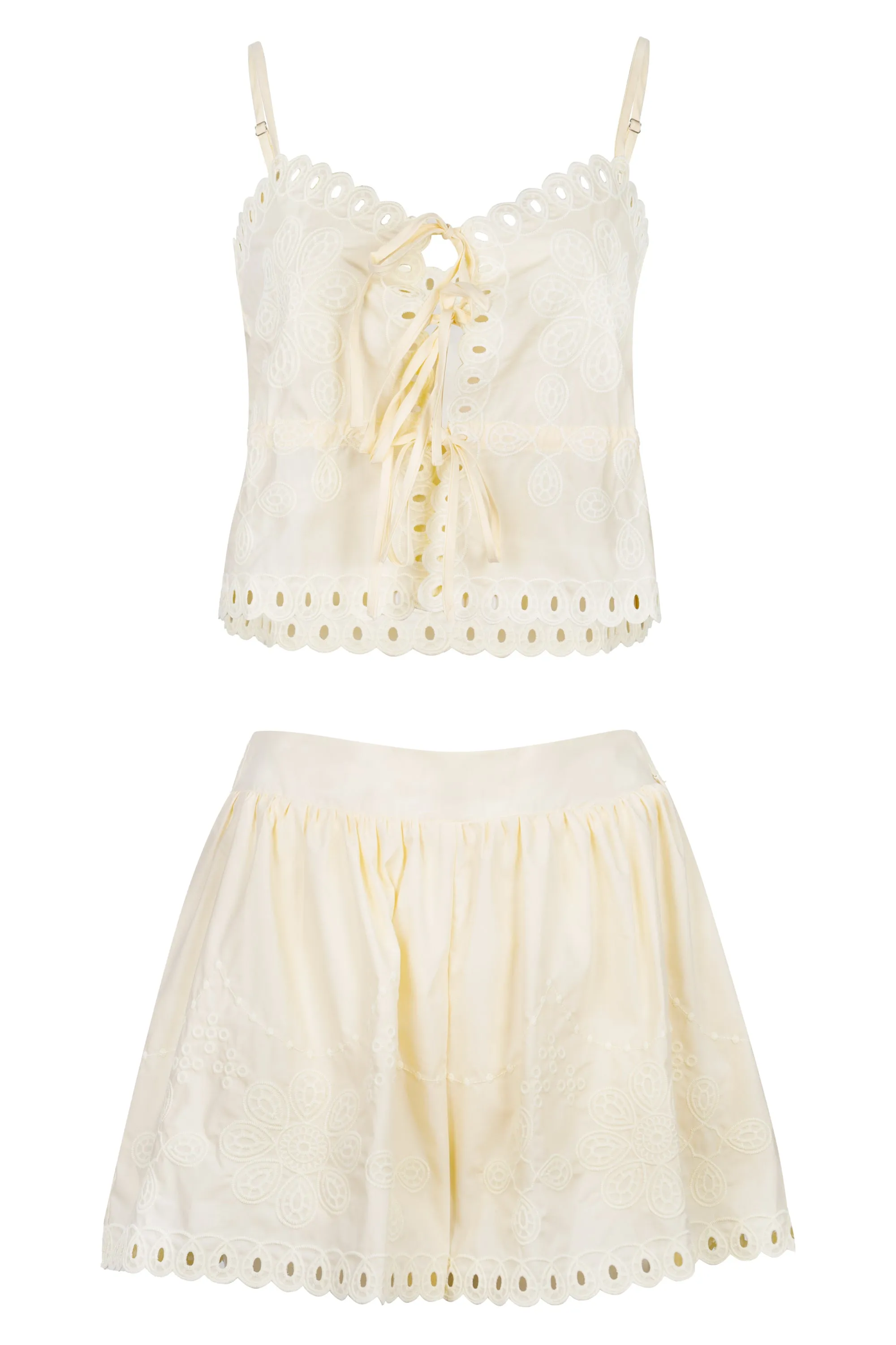 Scallop Embroidered Cai and Shorts Set Lemon sold by Sand Dollar
