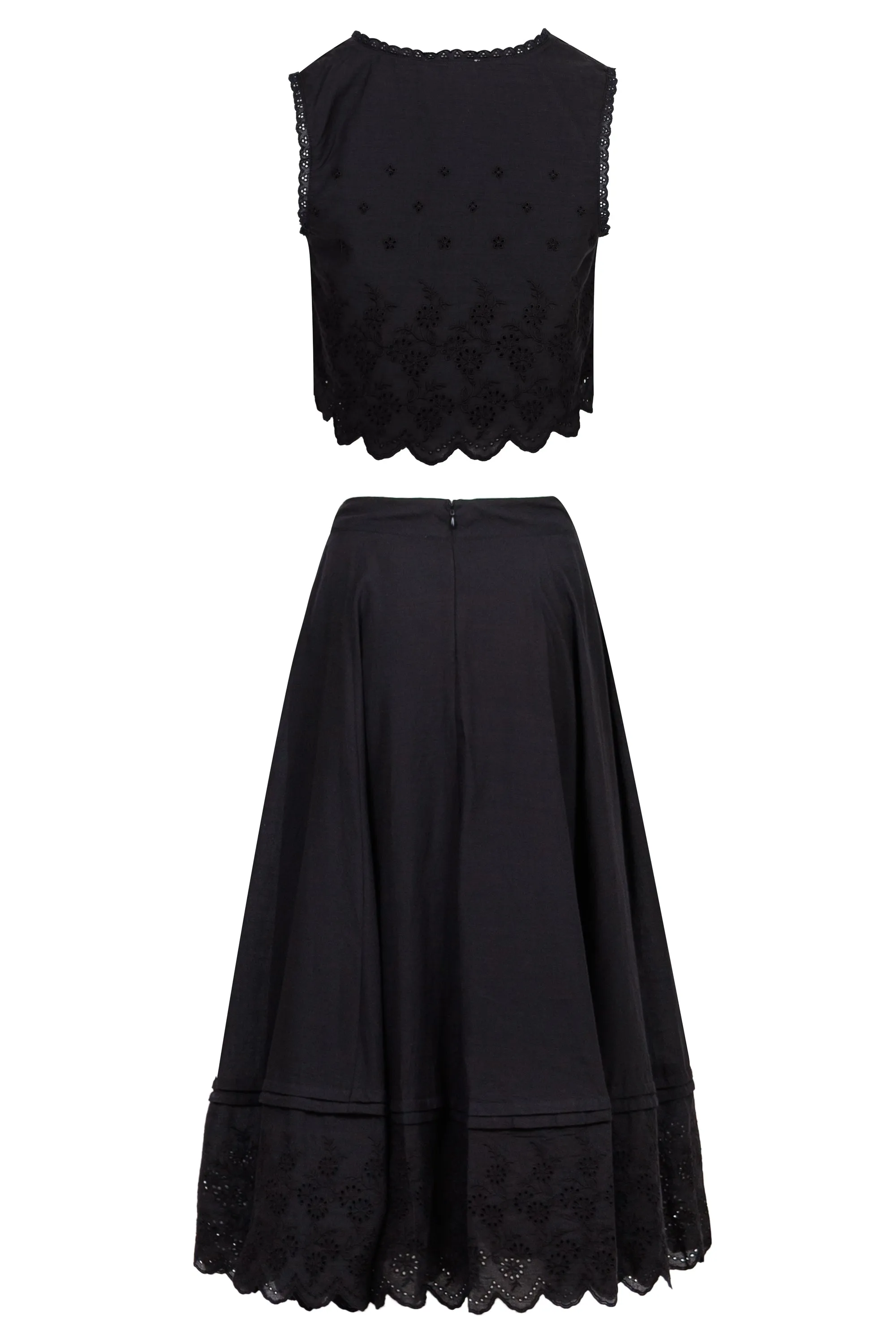 Crop Top Scalloped and Skirt Set Black sold by Sand Dollar product image thumbnail 2