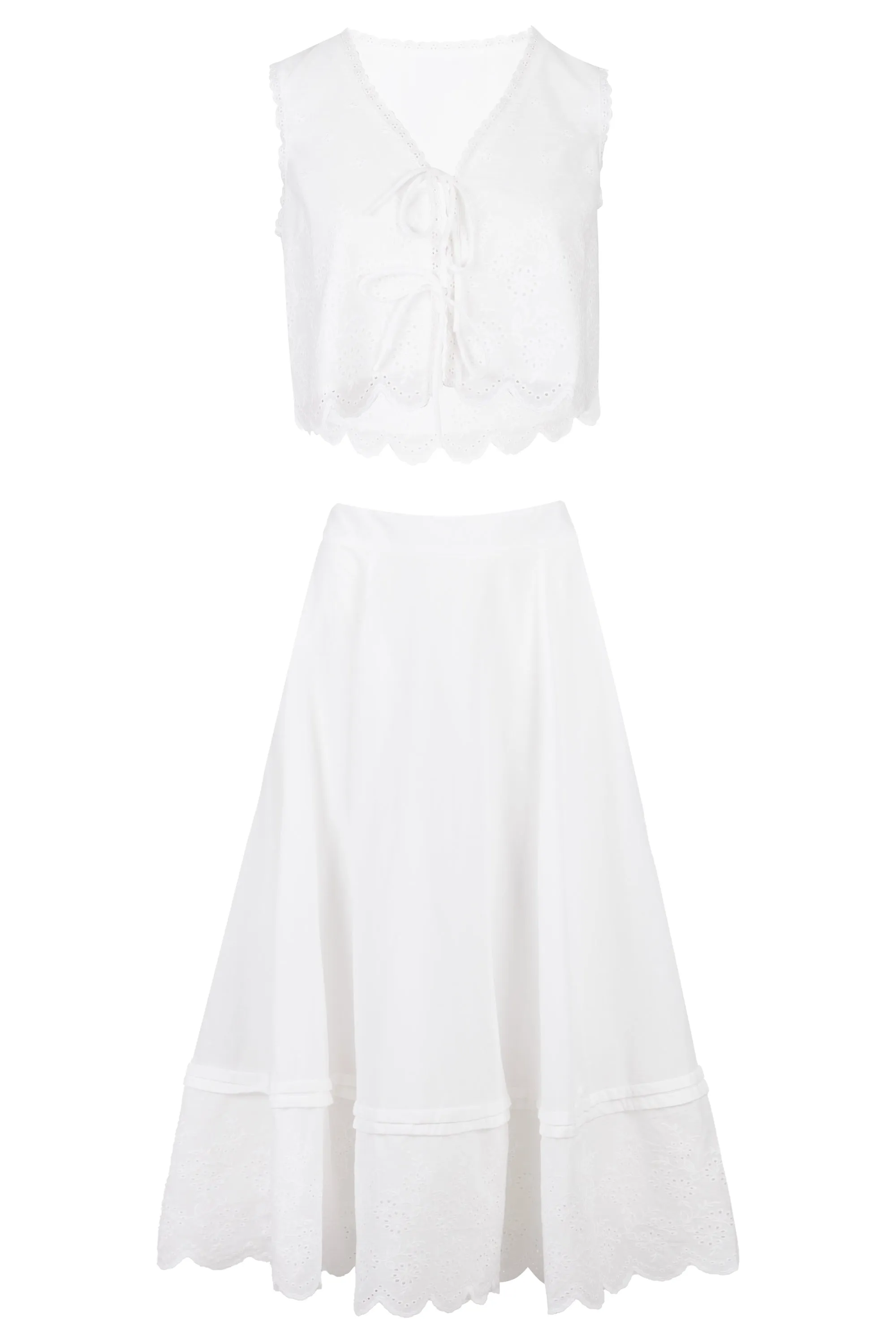 Crop Top Scalloped and Skirt Set Off White sold by Sand Dollar