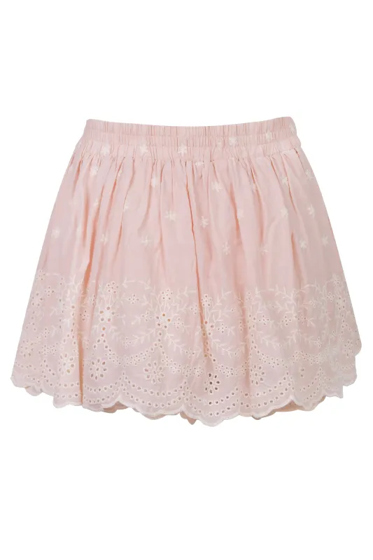 Embroidered Hem Skort Light Pink made by MABLE