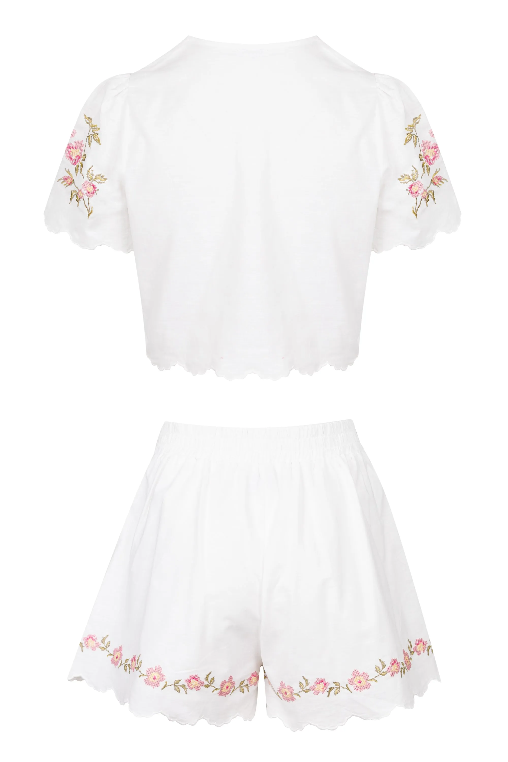 Embroidery Short Sleeve Top and Shorts Set Pink sold by Sand Dollar product image thumbnail 2