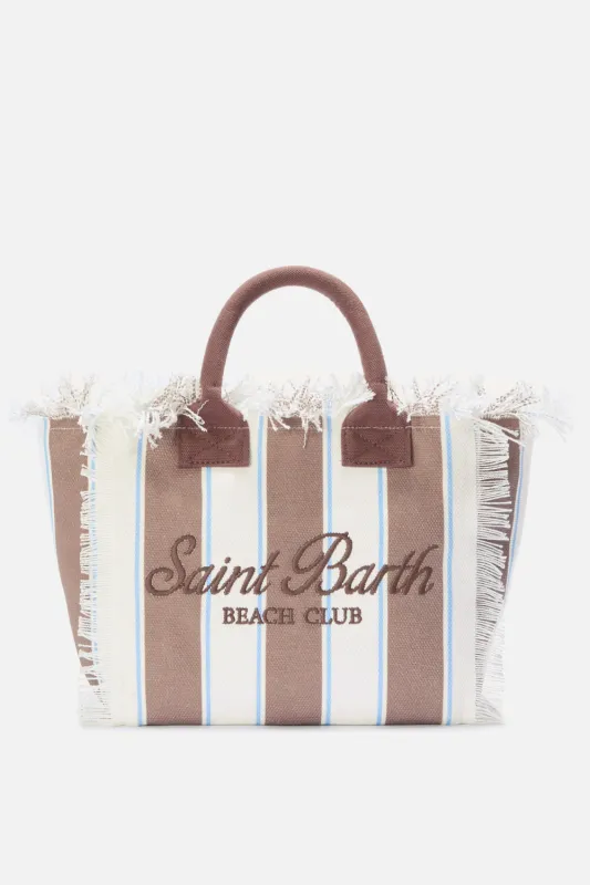 Colette Canvas Beach Stripe Brown Bag made by MC2 Saint Barth