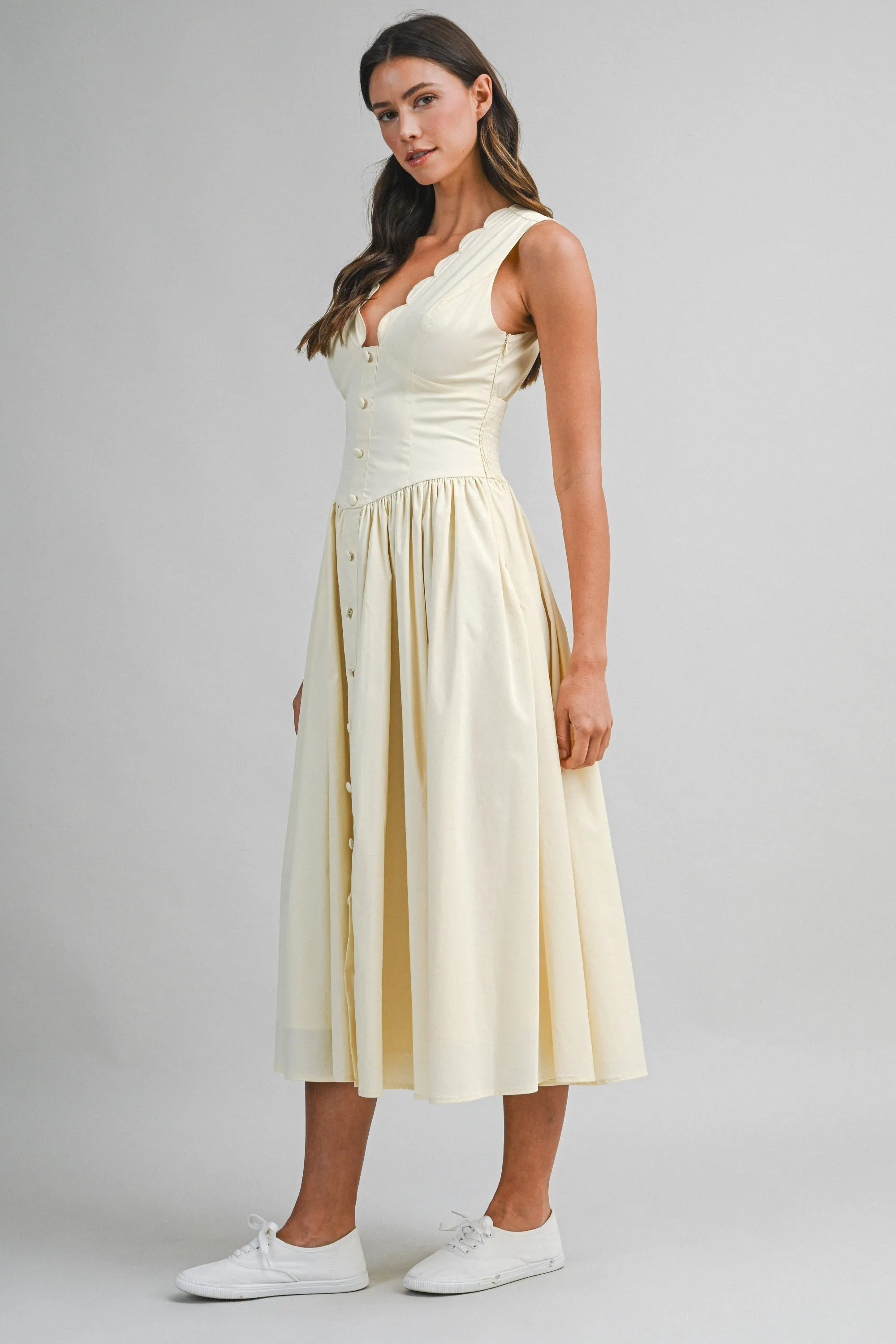 Poplin Scallop Midi Dress Yellow sold by Sand Dollar product image thumbnail 3