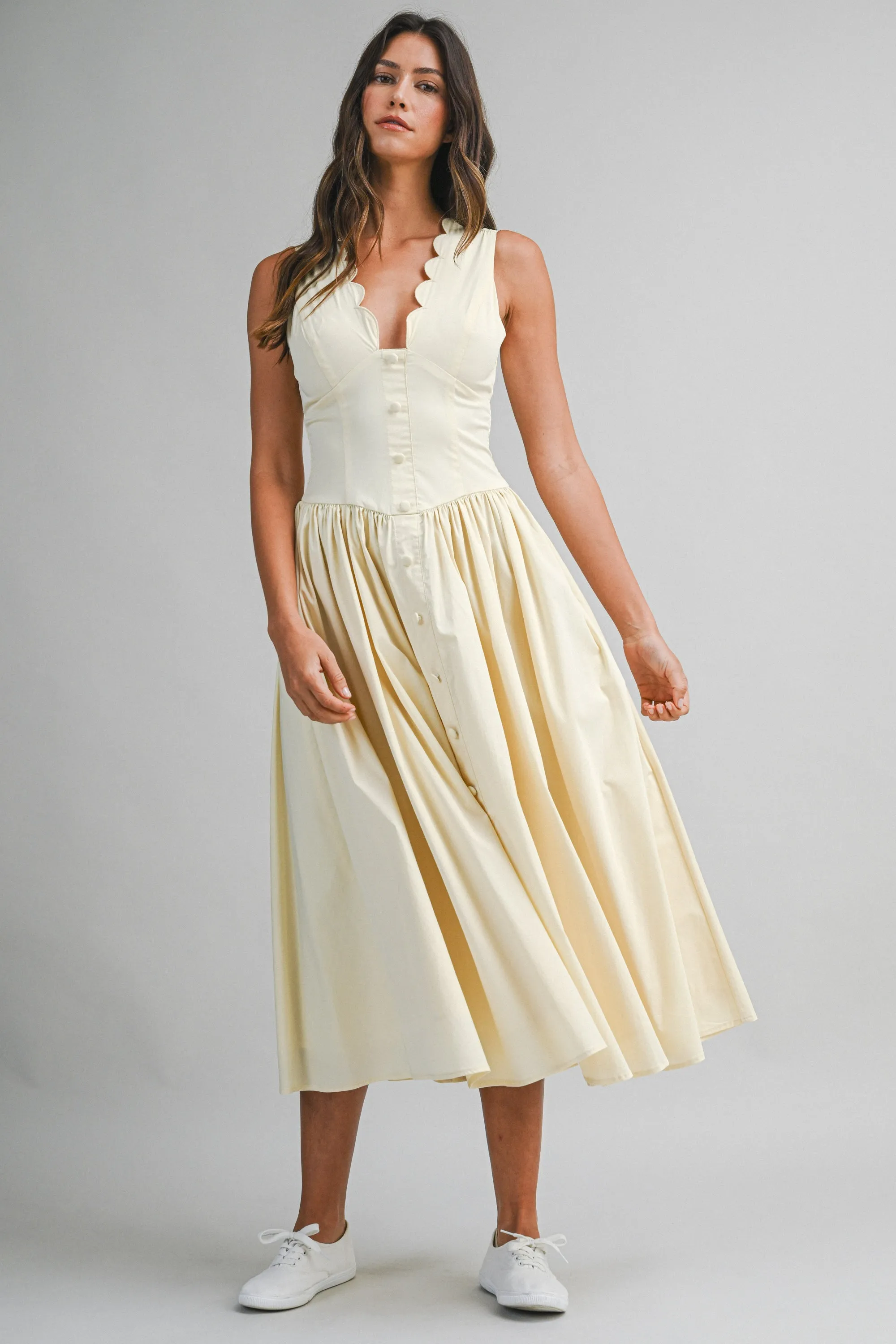 Poplin Scallop Midi Dress Yellow sold by Sand Dollar product image thumbnail 2