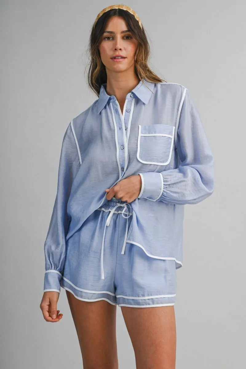 Contrast DetaiL Shirt and Short Set Blue sold by Sand Dollar product image thumbnail 2