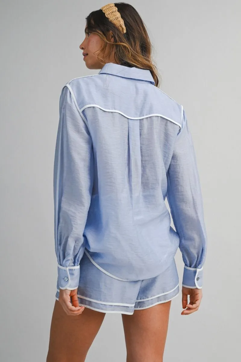 Contrast DetaiL Shirt and Short Set Blue sold by Sand Dollar product image thumbnail 4