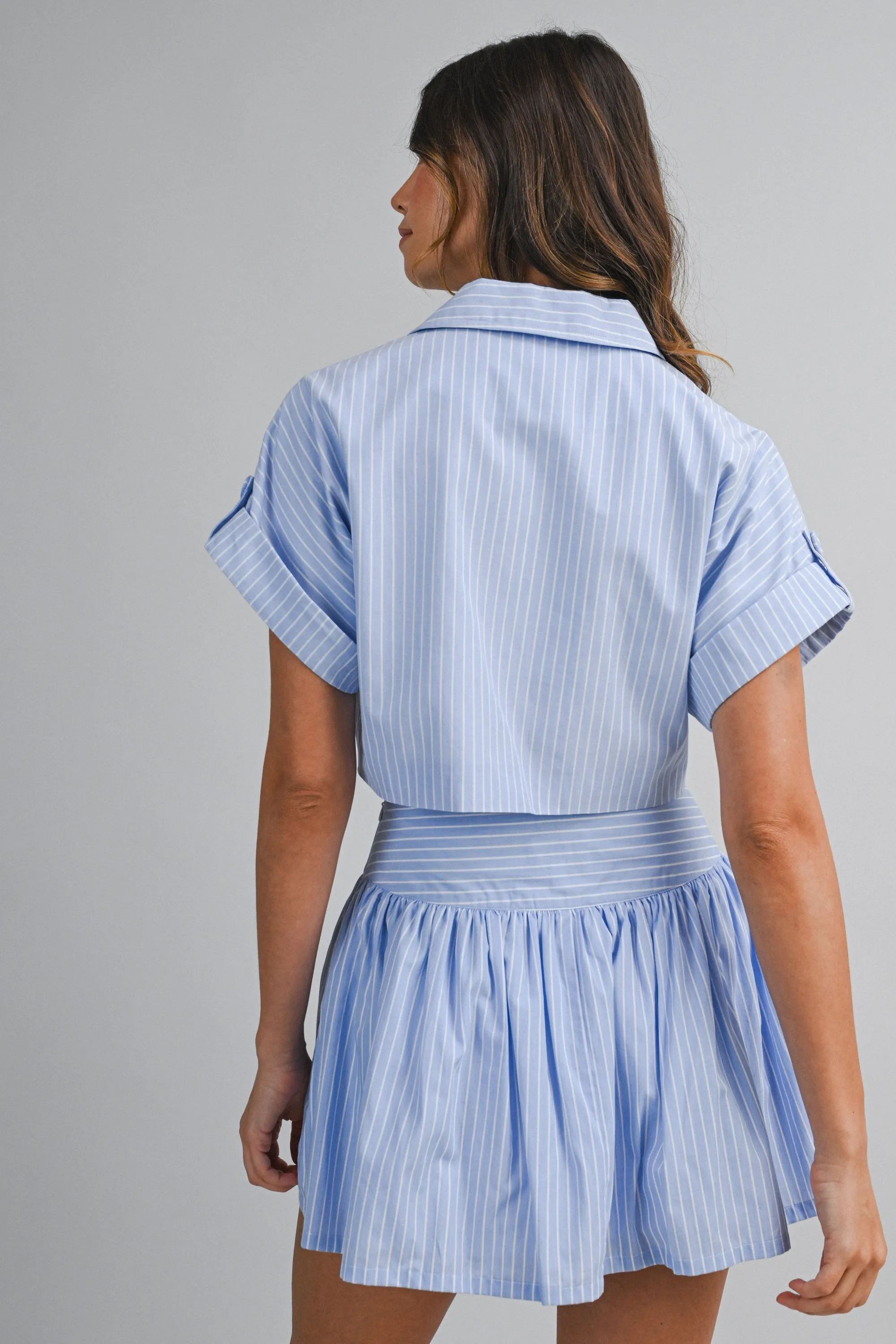 Stripe Crop Shirts and Skirt Set Blue sold by Sand Dollar product image thumbnail 4