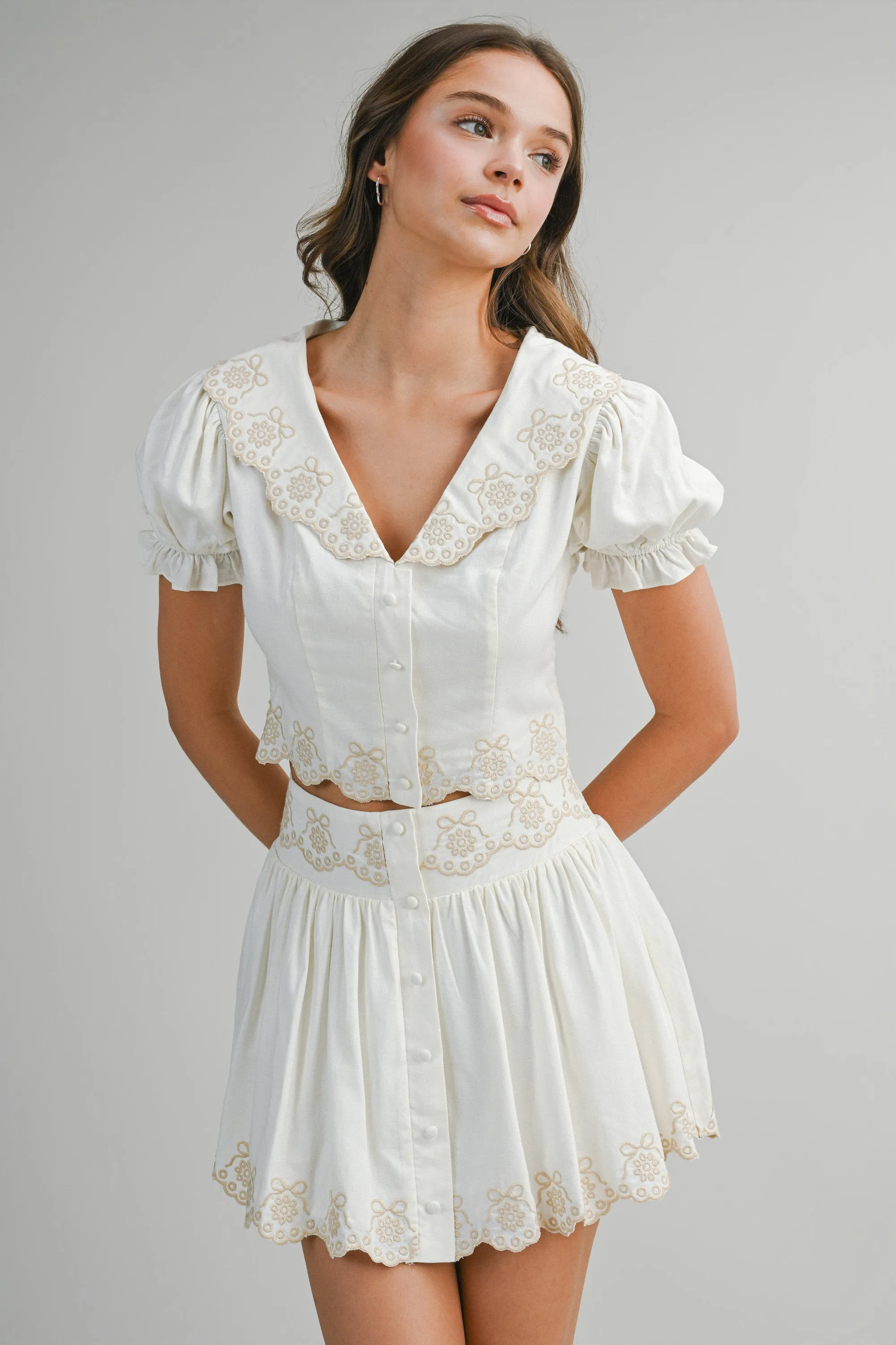 Scalloped Top and Skirt Set Cream sold by Sand Dollar product image thumbnail 3