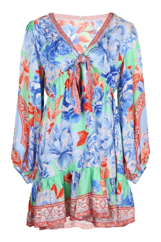 Short Tie Front Blouson Dress Topkapi Pop made by Camilla