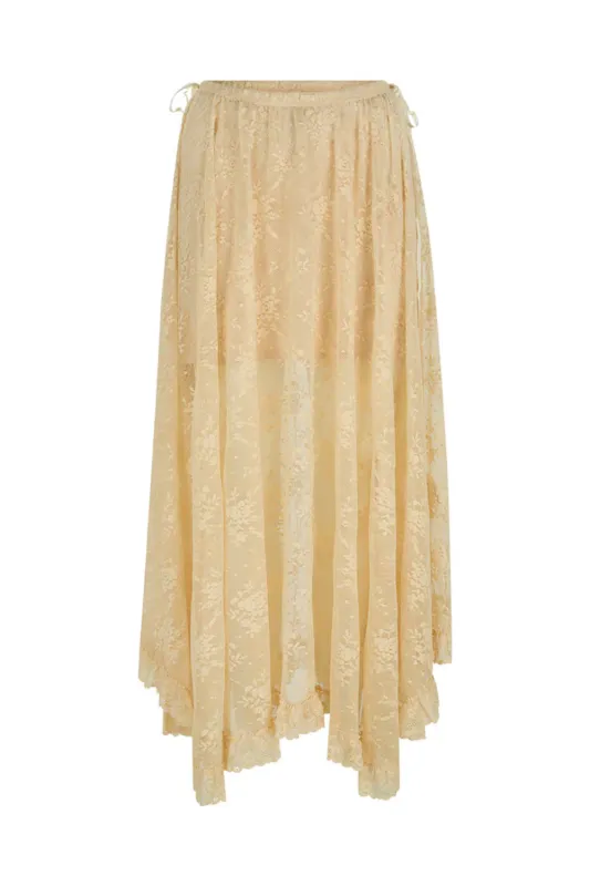 Labyrinth Lace Maxi Skirt Peach Bliss made by Spell