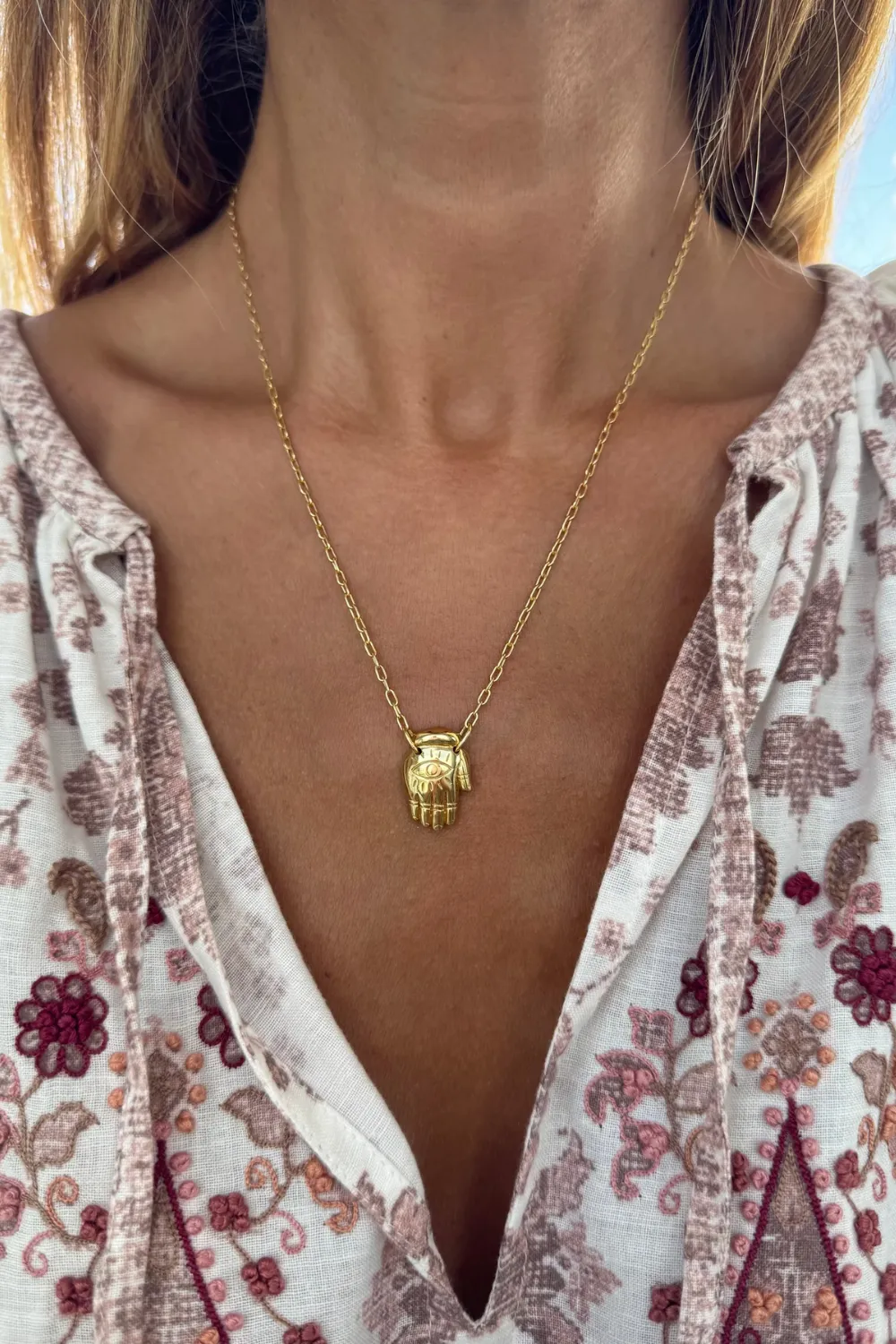Hamsa Necklace Gold sold by Sand Dollar