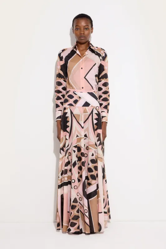 Vivara Print Cotton Shirt Nude made by Emilio Pucci