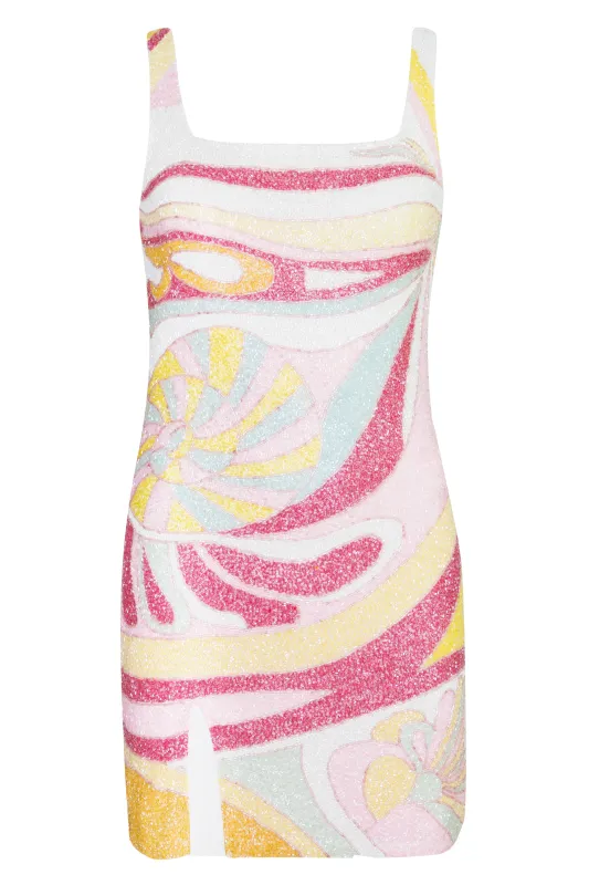 Mare Wave Mini Dress Pink Multi made by Sand Dollar