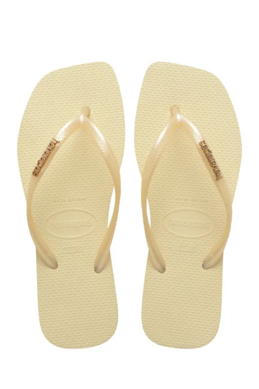 Havaianas Slim Square Logo Metallic Buttercream made by Havaianas