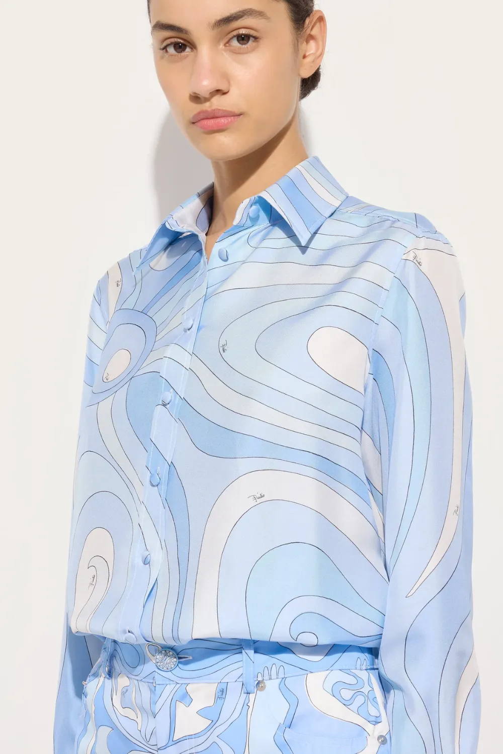 Marmo Print Silk Shirt Pale Blue sold by Sand Dollar product image thumbnail 2