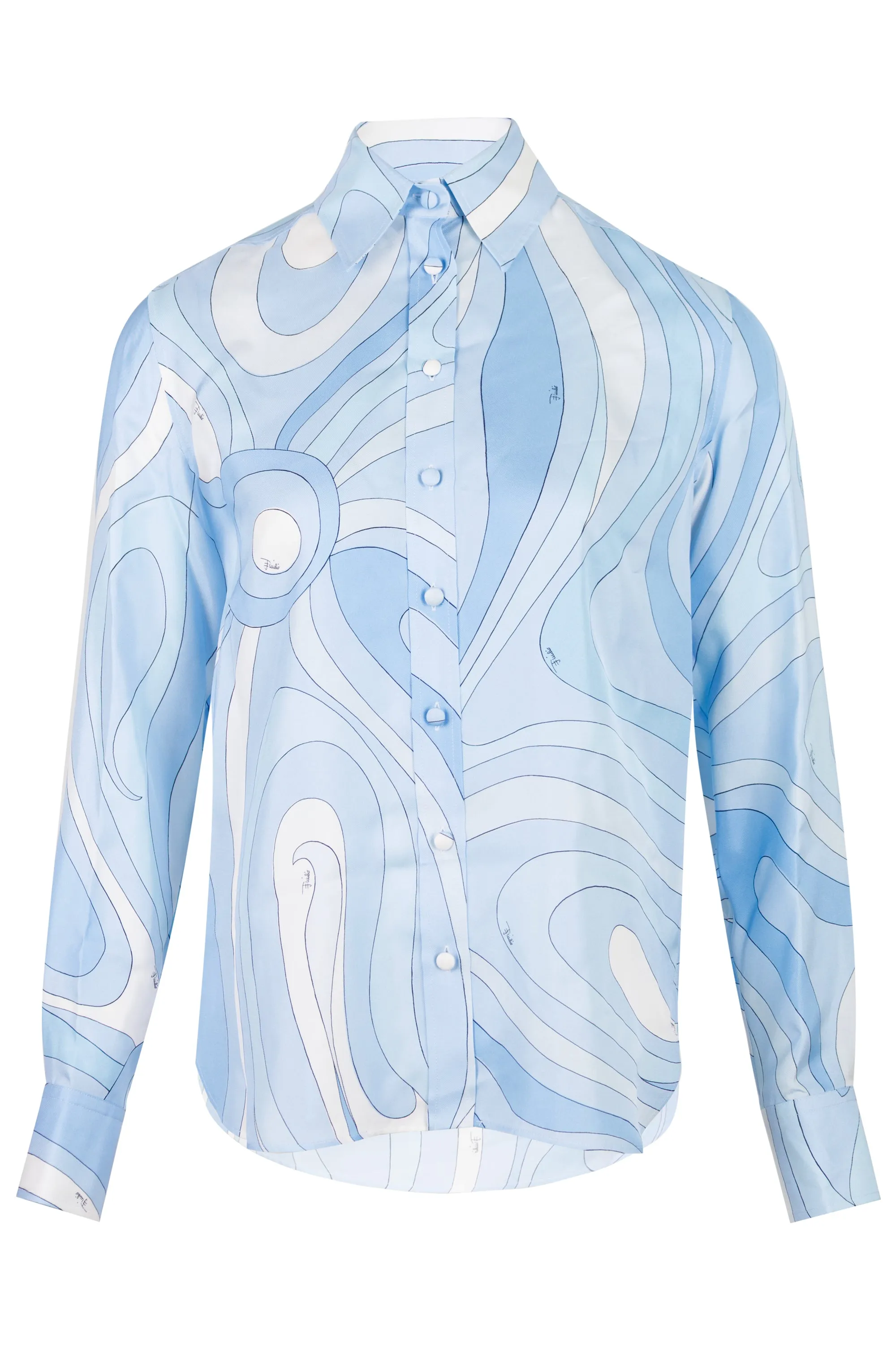 Marmo Print Silk Shirt Pale Blue sold by Sand Dollar