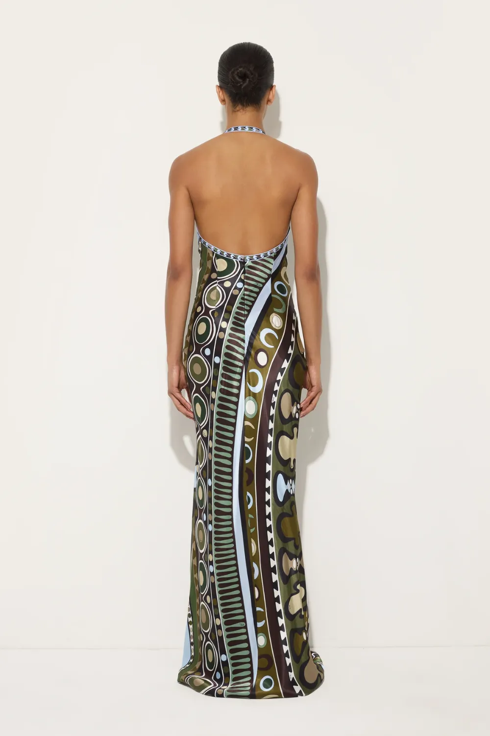Soleil Print Satin Dress Khaki Blue sold by Sand Dollar product image thumbnail 4
